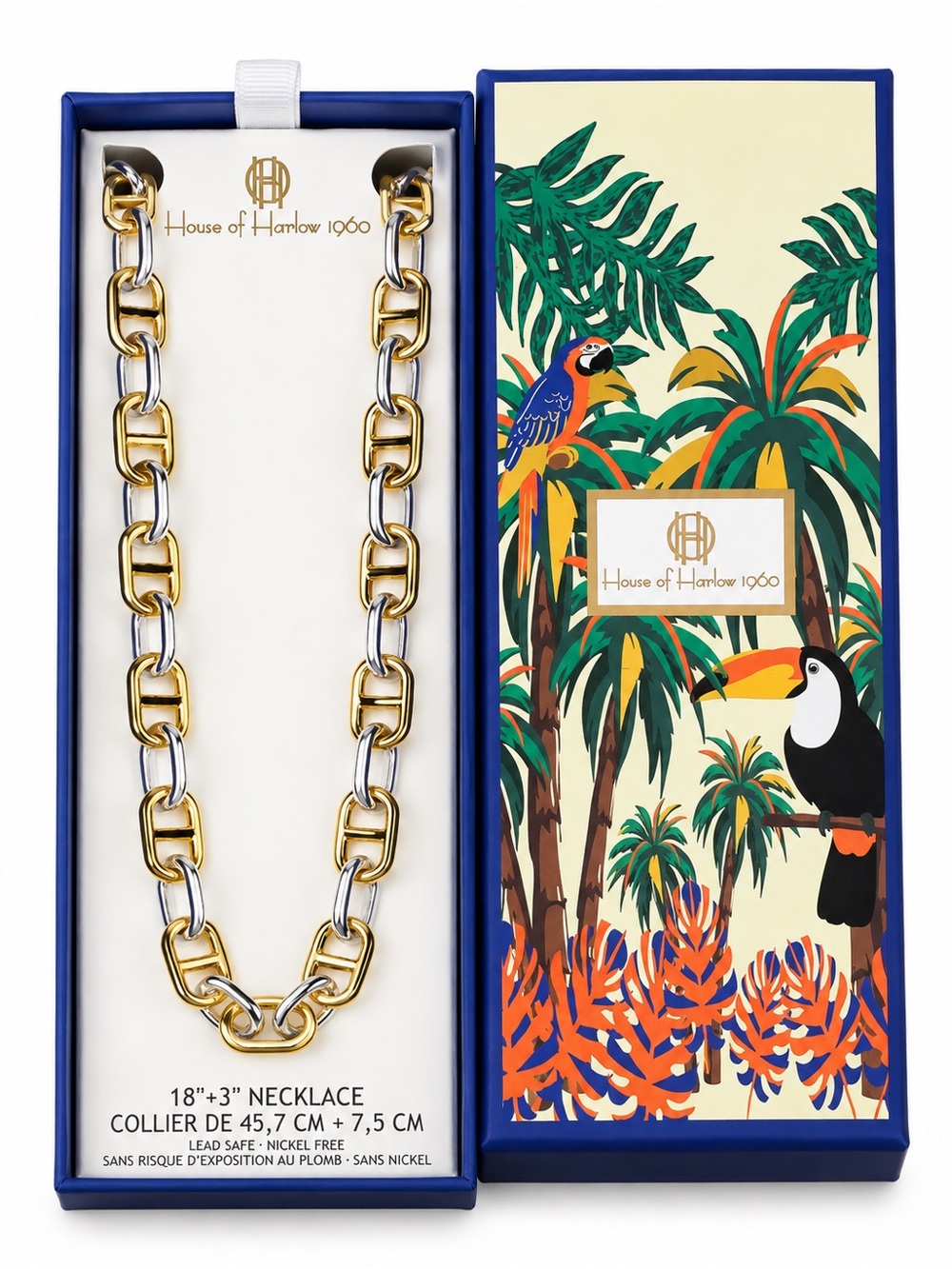House of Harlow 1960 Two-Tone Gold and Silver Link Necklace